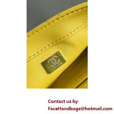 Chanel Lambskin, Resin  &  Gold-Tone Metal Mini Flap Bag with Top Handle AS4847 Yellow 2024